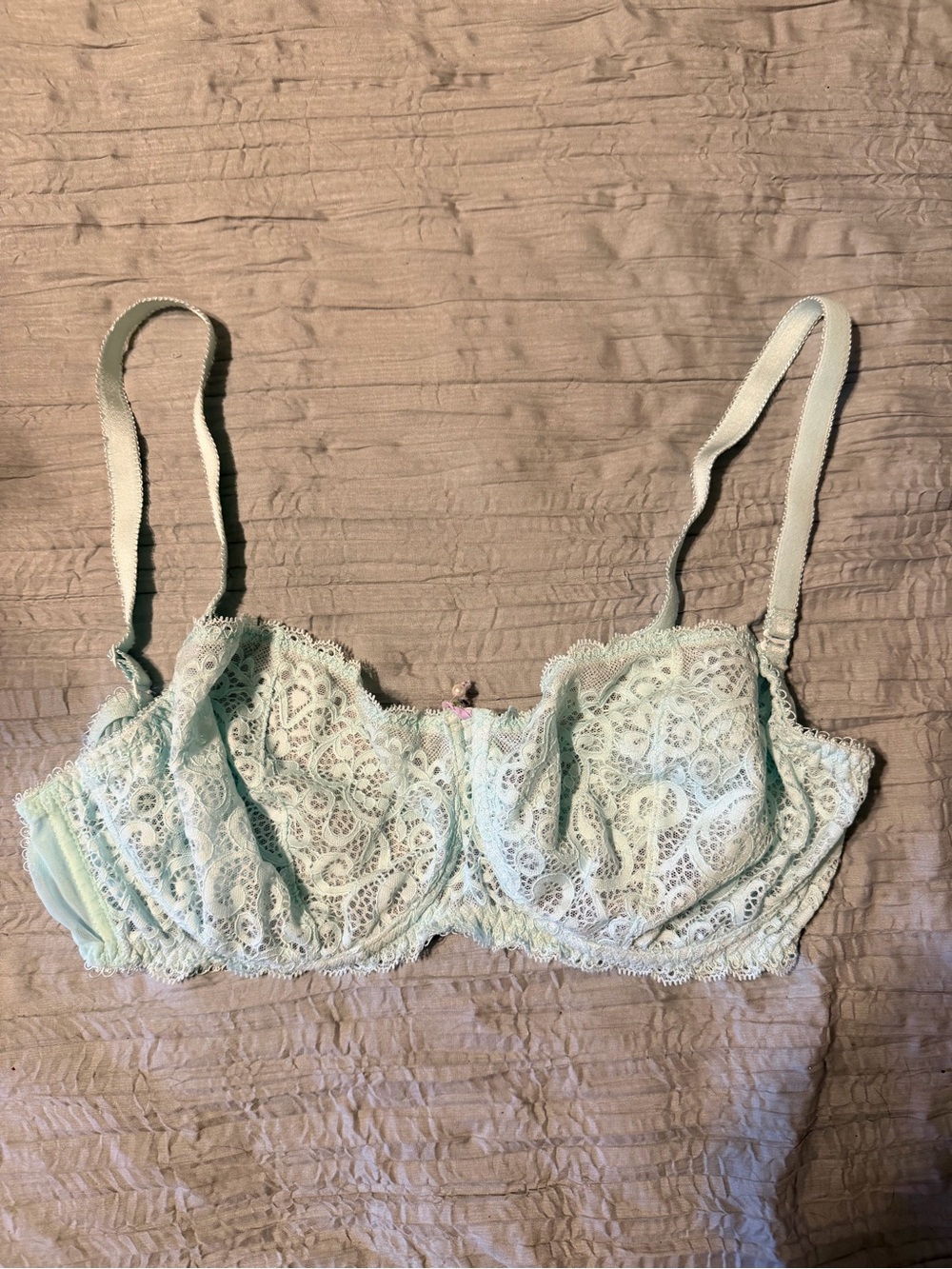 Sawren handmade Pale Mint Lace Underwire Bra